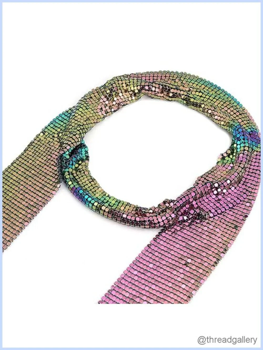 Sequins Neck Tie Scarf Long Skinny Neckerchief Tassel Glitter Disco Shawl